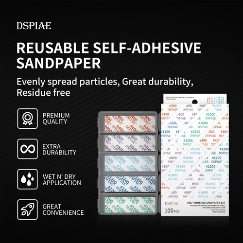 DSPIAE DSP-S01 Reusable Adhesive Sandpaper Set #400-#1500 (100pcs) - Image 2