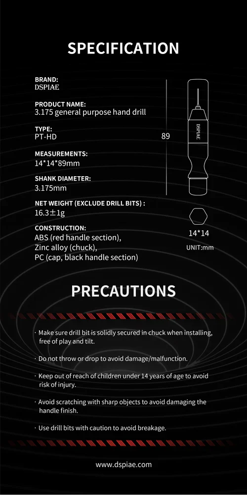 DSPIAE PT-HD 3.175mm General Purpose Hand Drill - Image 10