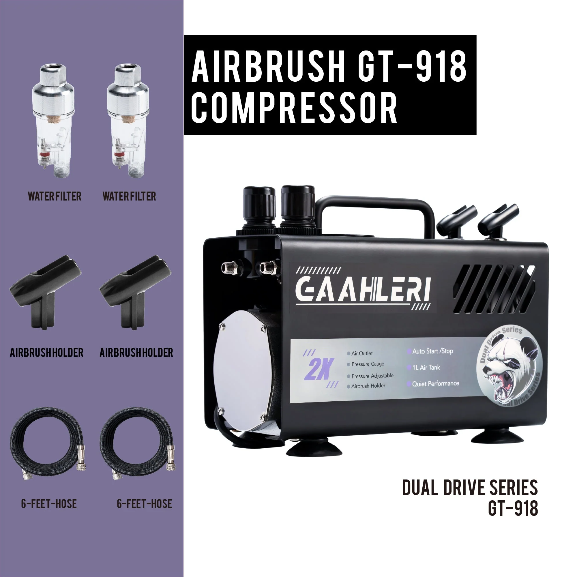 Gaahleri Dual Drive Series Airbrush Kit Compressor GT-918 only - Image 8