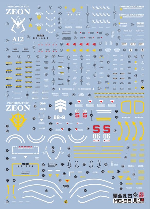 E37 MG 2.0 Char's Zaku II Water Slide Decal - Image 2
