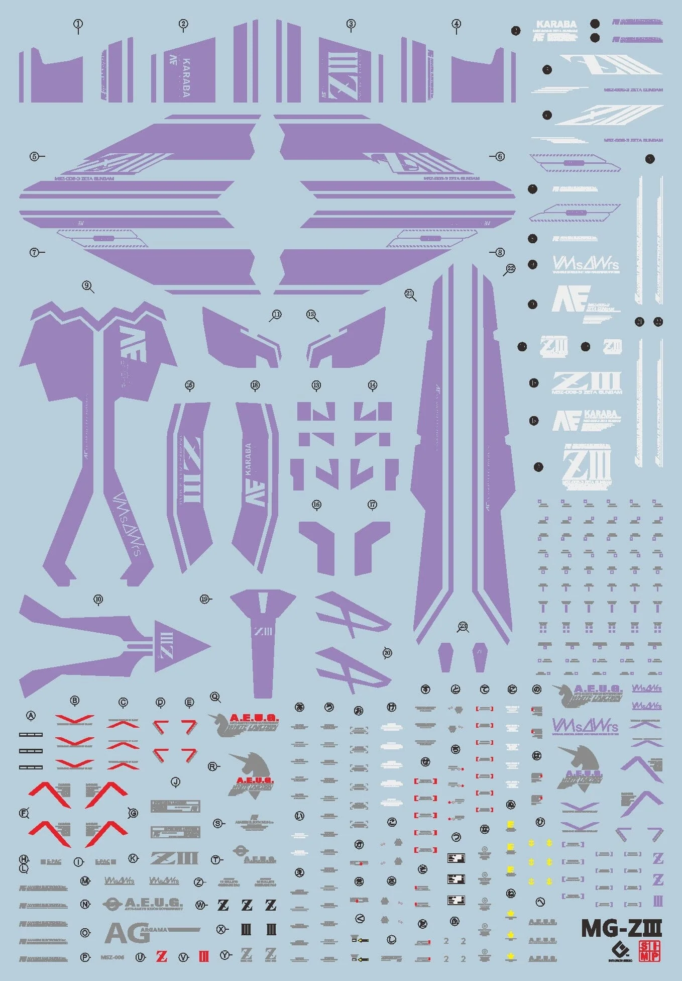 E59 MG Zeta Gundam III (Violet) Decal Sheet - Image 2