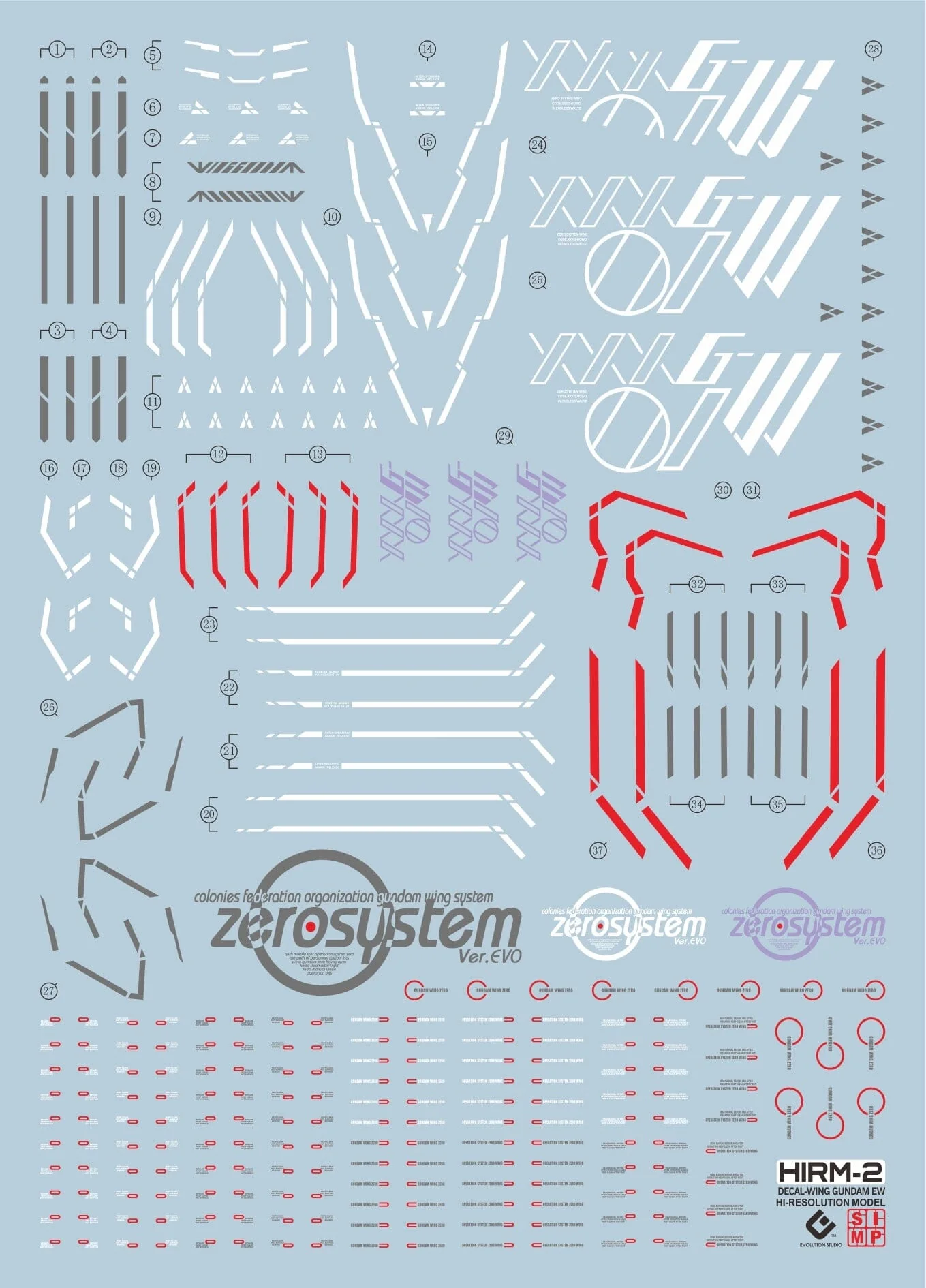 F23 HiRM Wing Gundam Zero Custom Decal Sheet - Image 2