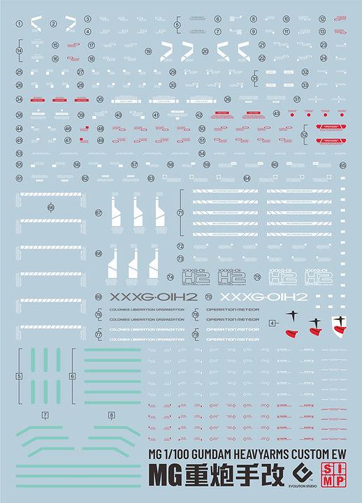 F40 MG 1/100 Gundam Heavy Arms Custom Water Slide Decal - Image 2