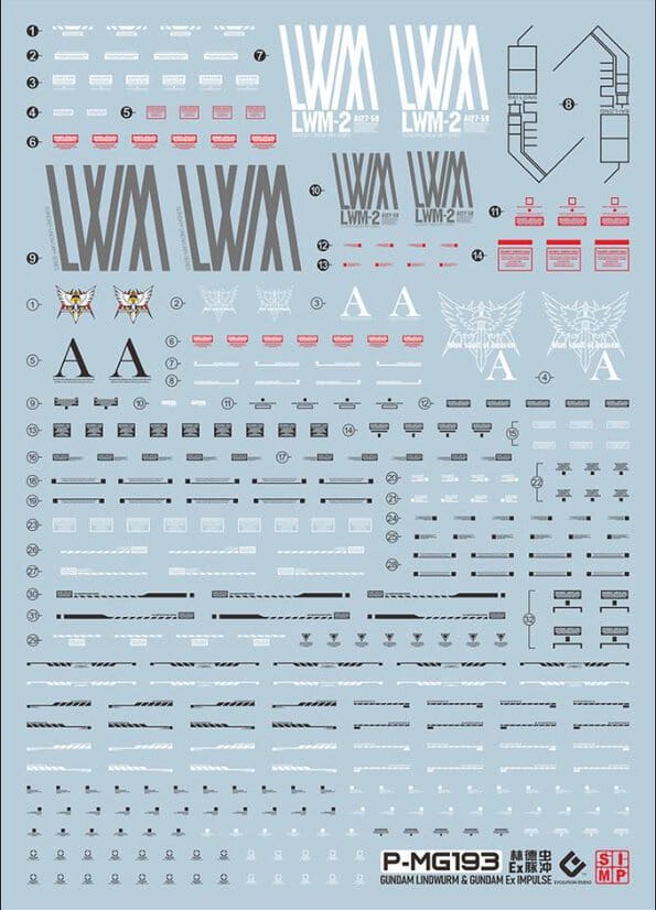 F60 MG Gundam Lindwurm & Ex Impluse Water Decal Sheet - Image 2