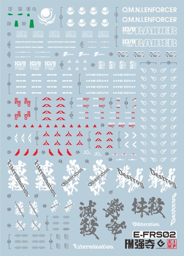F62 FM Raider Gundam Decal Sheet - Image 2