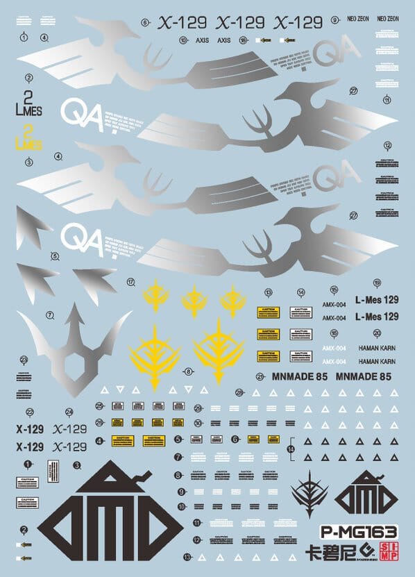 F63 MG P-Bandai Quebely Embellir & Damned Decal Sheet - Image 2