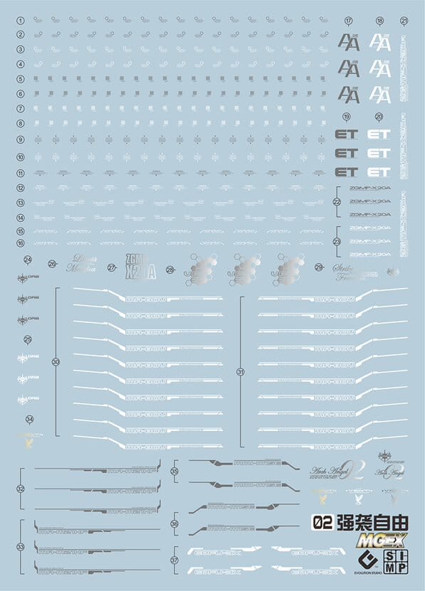 F65 MGEX Strike Freedom Decal Sheet - Image 2