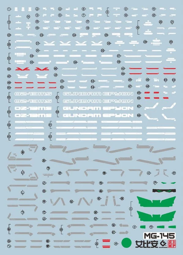 F67 MG GUndam Epyon Endless Waltz Decal Sheet - Image 2