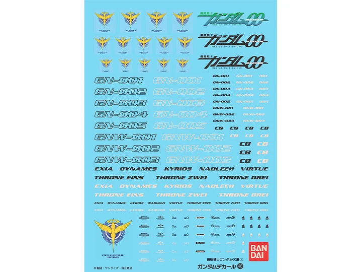 Mobile Suit Gundam 00 Decal No.46 Gundam 00 No.1 Multiuse Decal Sheets