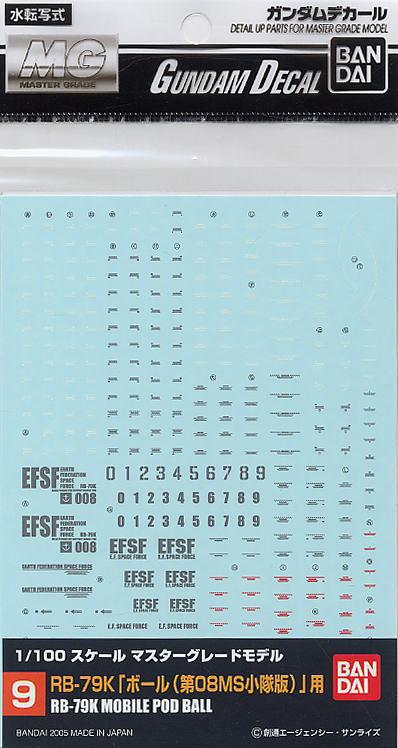 Gundam Decal 9 - MG Ball (8th MS Team Ver)