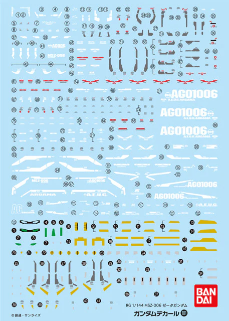 Gundam Decal No.101 RG Zeta Gundam Multiuse Decal Sheets