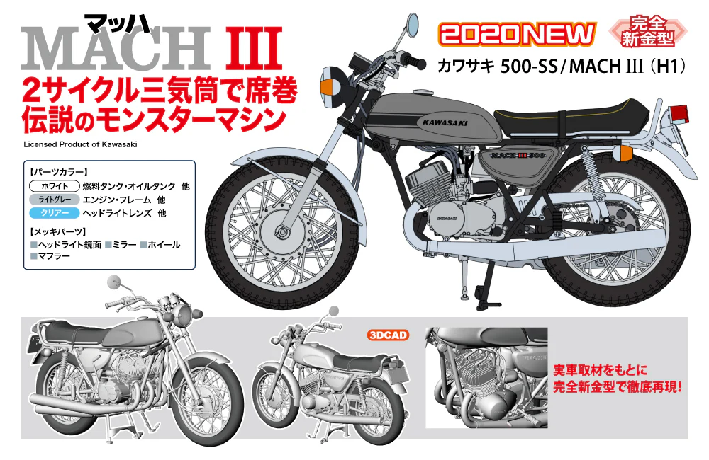 Hasegawa 1/12 Kawasaki 500-SS/MACH III (H1) (BK10)