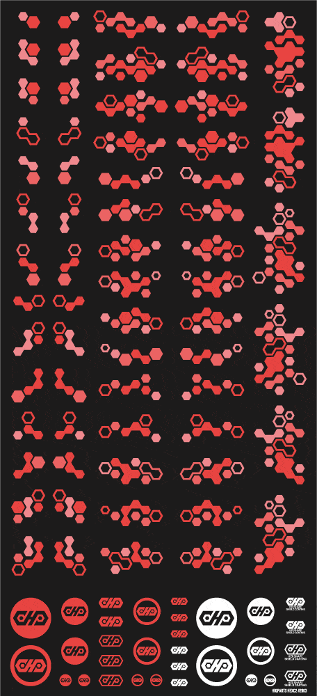 Hex Camouflage Decal 2 Red (1 sheet) - Image 4