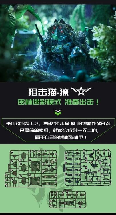 Iron Roars Maneuver Armored Walker C.A.T.-02 Fang (Jungle Camouflage Ver.) 1/60 Scale Limited Edition Model Kit - Image 3
