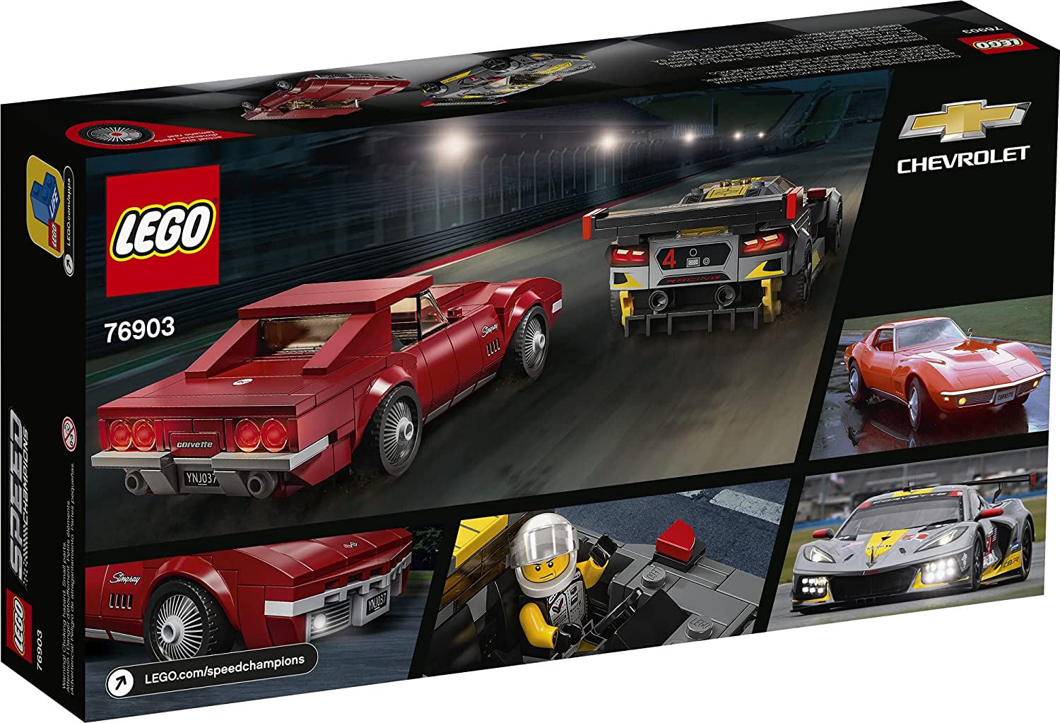 LEGO Speed Champions Chevrolet Corvette C8.R Race Car and 1968 Chevrolet Corvette 76903 Building Kit - Image 3