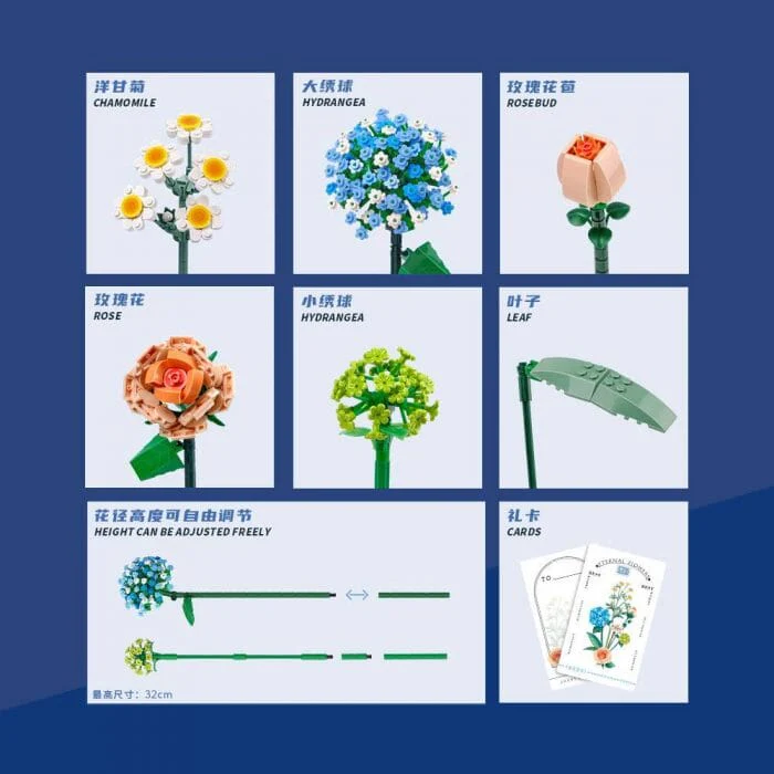 LOZ Eternal Flowers II 1671 Blue Bouquet - Image 2