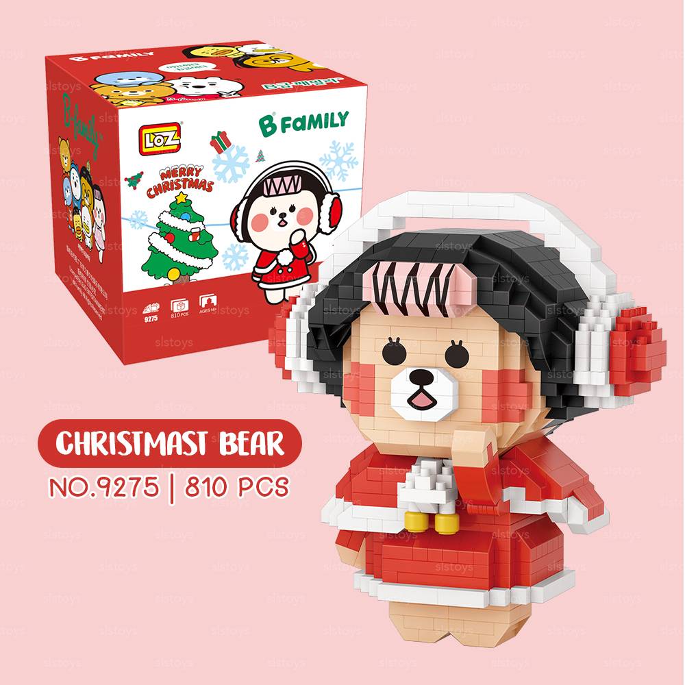 LOZ IDEAS Mini Block 9275 B family - Christmas Girl Bear Building Set - Image 2