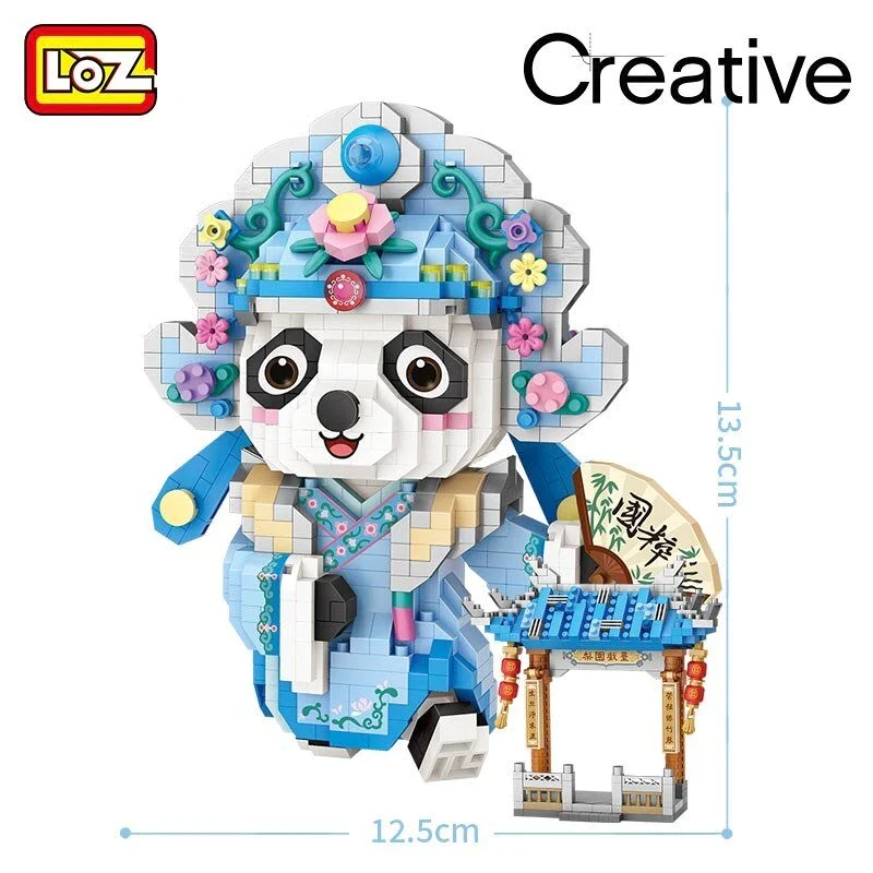 LOZ Micro Block 8101 Beijing Opera Panda Holding Fan with Gate - Image 5