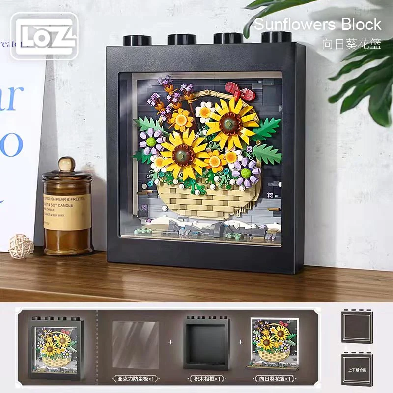 LOZ Mini Blocks 1905 Sunflower Basket Painting - Image 4