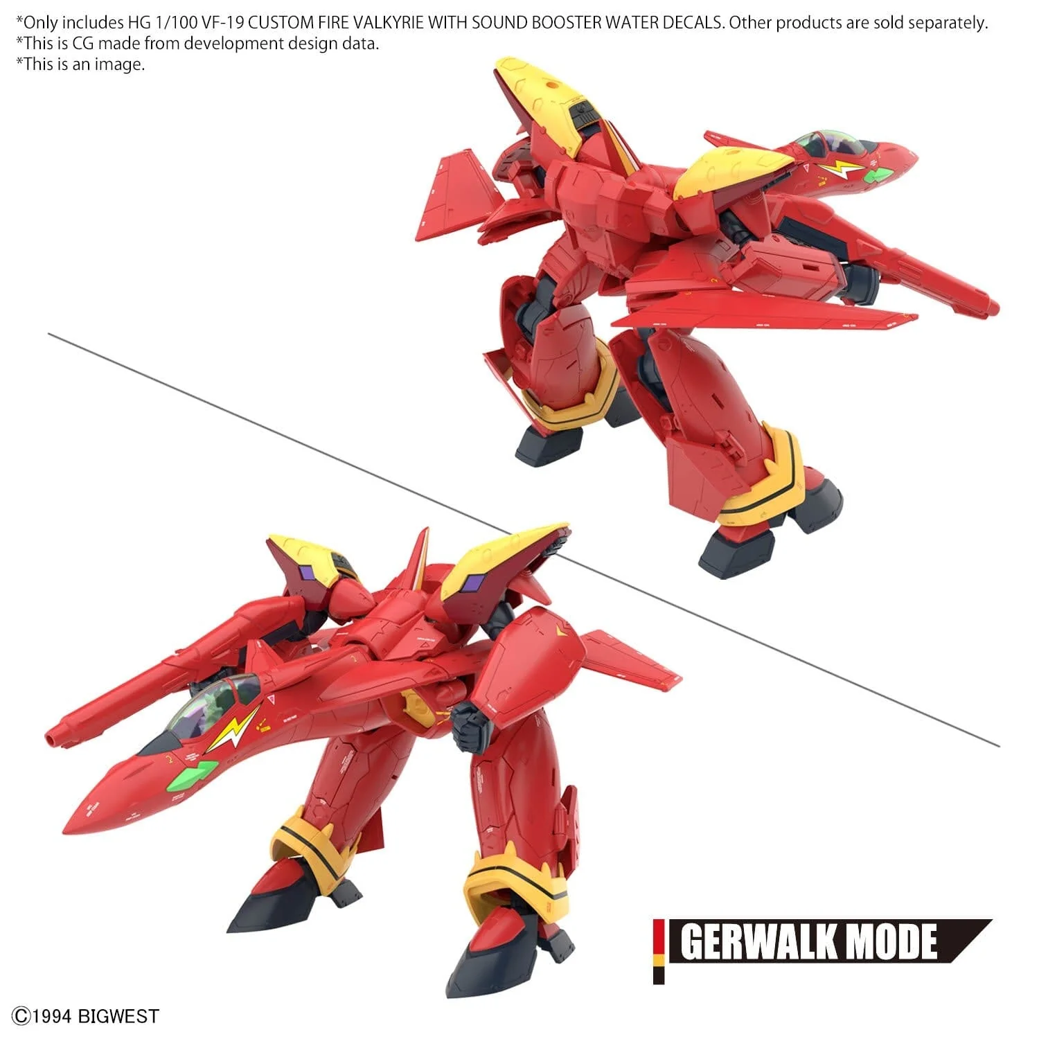 Macross 7 HG VF-19 Kai Fire Valkyrie (Sound Booster Equipped Ver.) 1/100 Scale Water Slide Decal Sheet - Image 5
