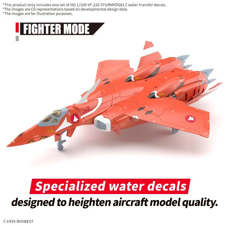 Macross 7 HG VF-22S Sturmvogel II 1/100 Scale Water Slide Decal Sheet - Image 3
