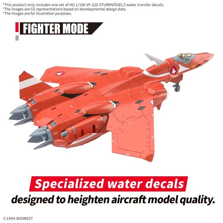 Macross 7 HG VF-22S Sturmvogel II 1/100 Scale Water Slide Decal Sheet - Image 4