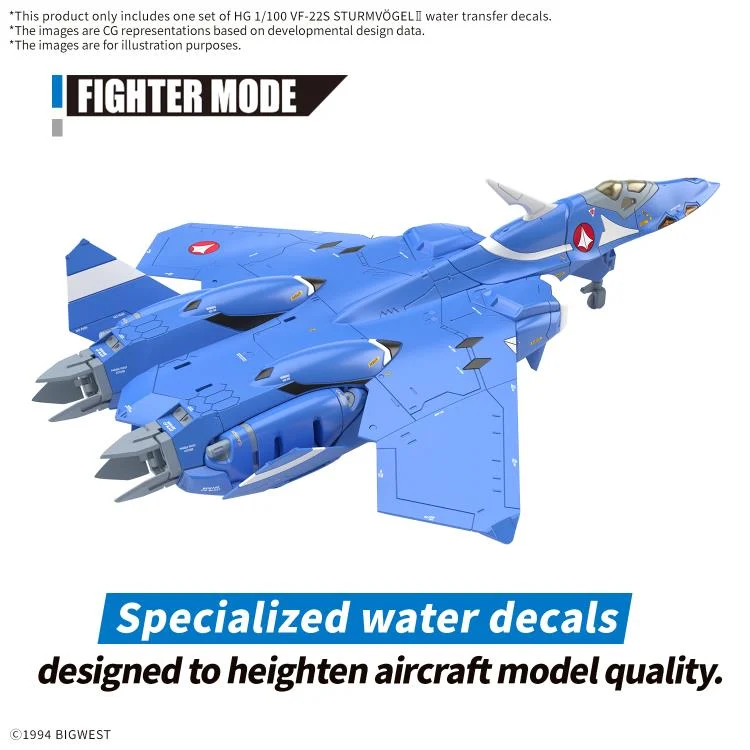 Macross 7 HG VF-22S Sturmvogel II 1/100 Scale Water Slide Decal Sheet - Image 5