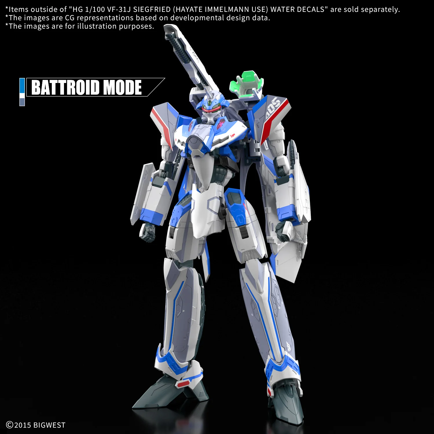Macross Delta HG Hayate Immelmann's VF-31J Siegfried 1/100 Scale Water Slide Decal Sheet - Image 2