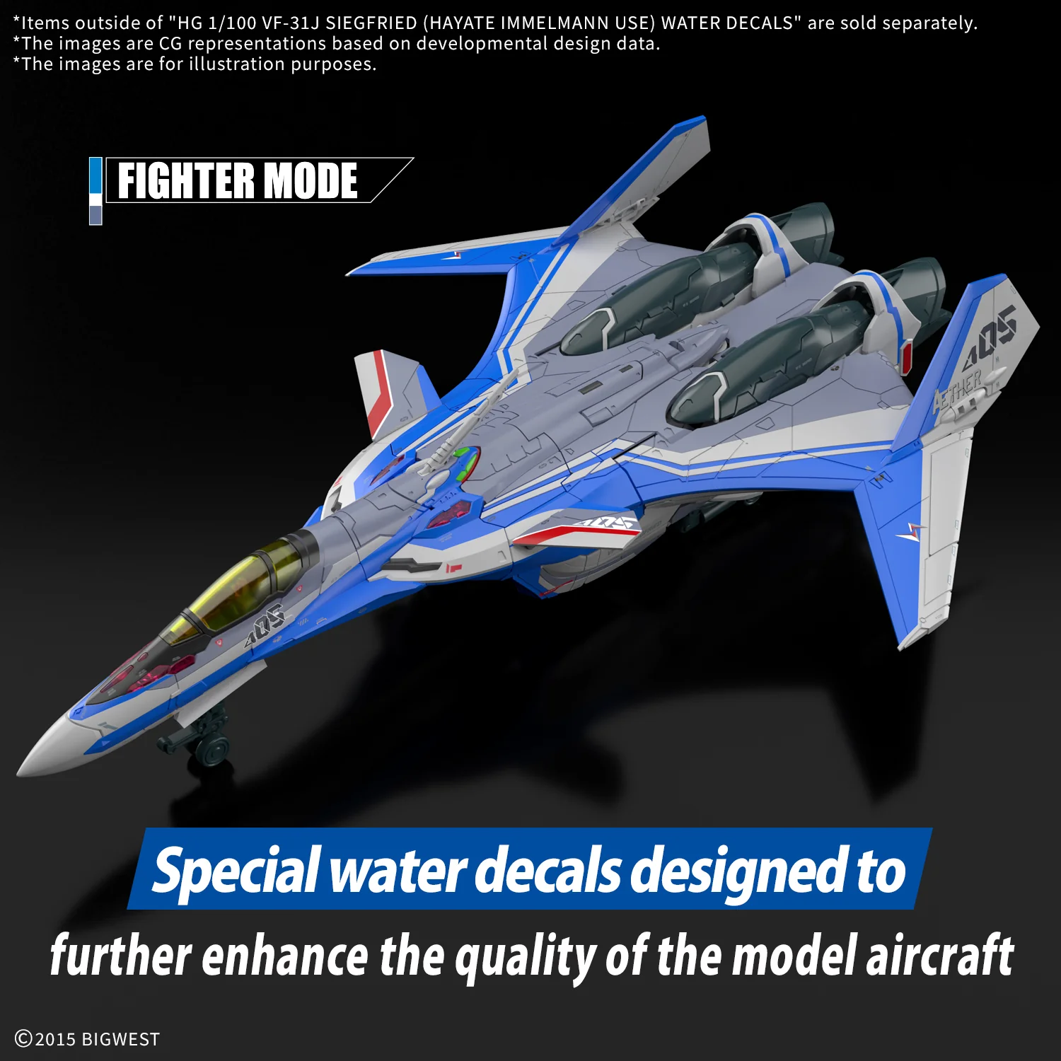 Macross Delta HG Hayate Immelmann's VF-31J Siegfried 1/100 Scale Water Slide Decal Sheet - Image 3
