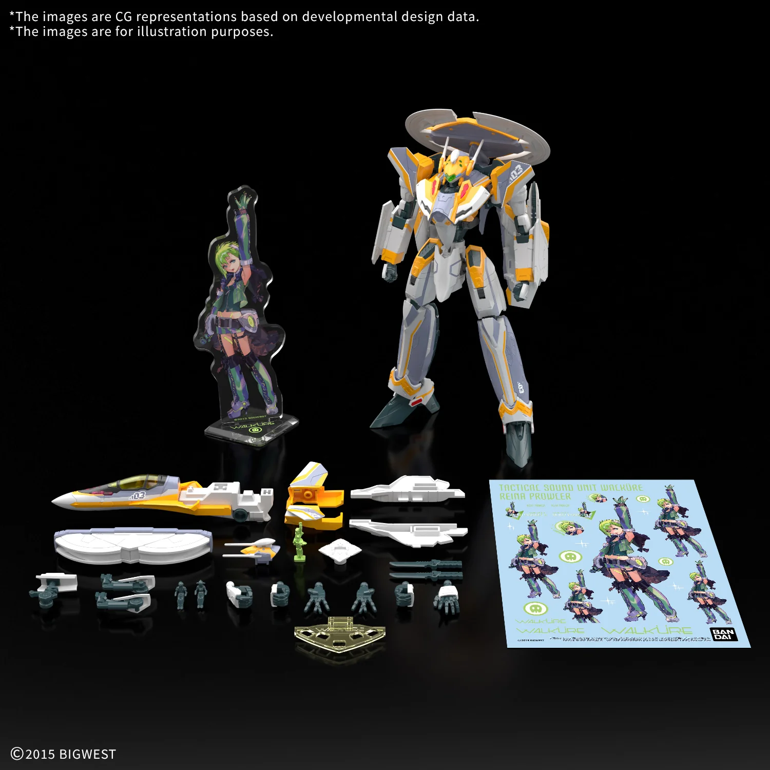 Macross Delta HG VF-31E Siegfried (Chuck Mustang Custom) 1/100 Scale Deluxe Model Kit Set - Image 2