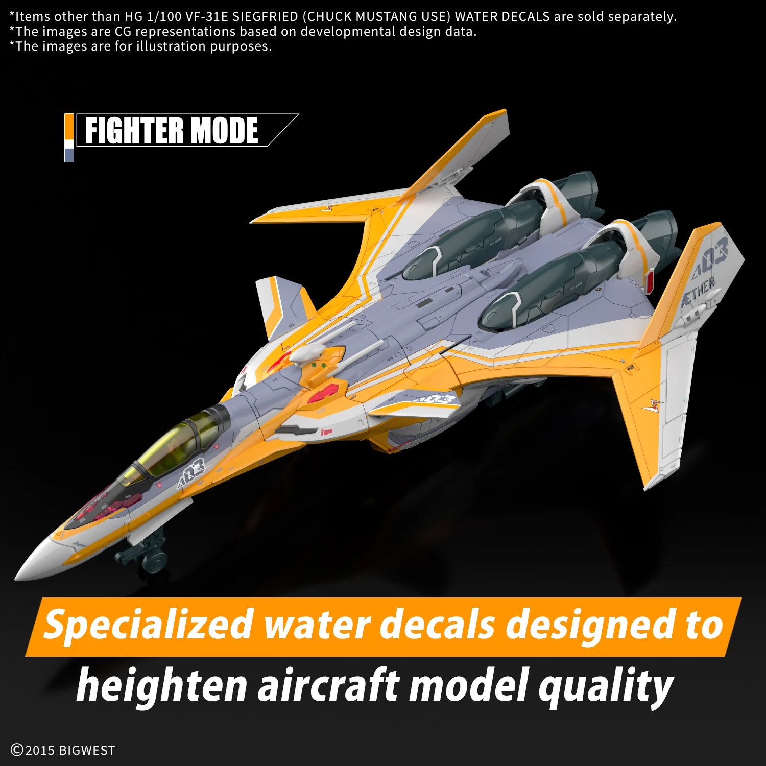 Macross Delta HG VF-31E Siegfried (Chuck Mustang) Water Slide Decals Sheet - Image 3