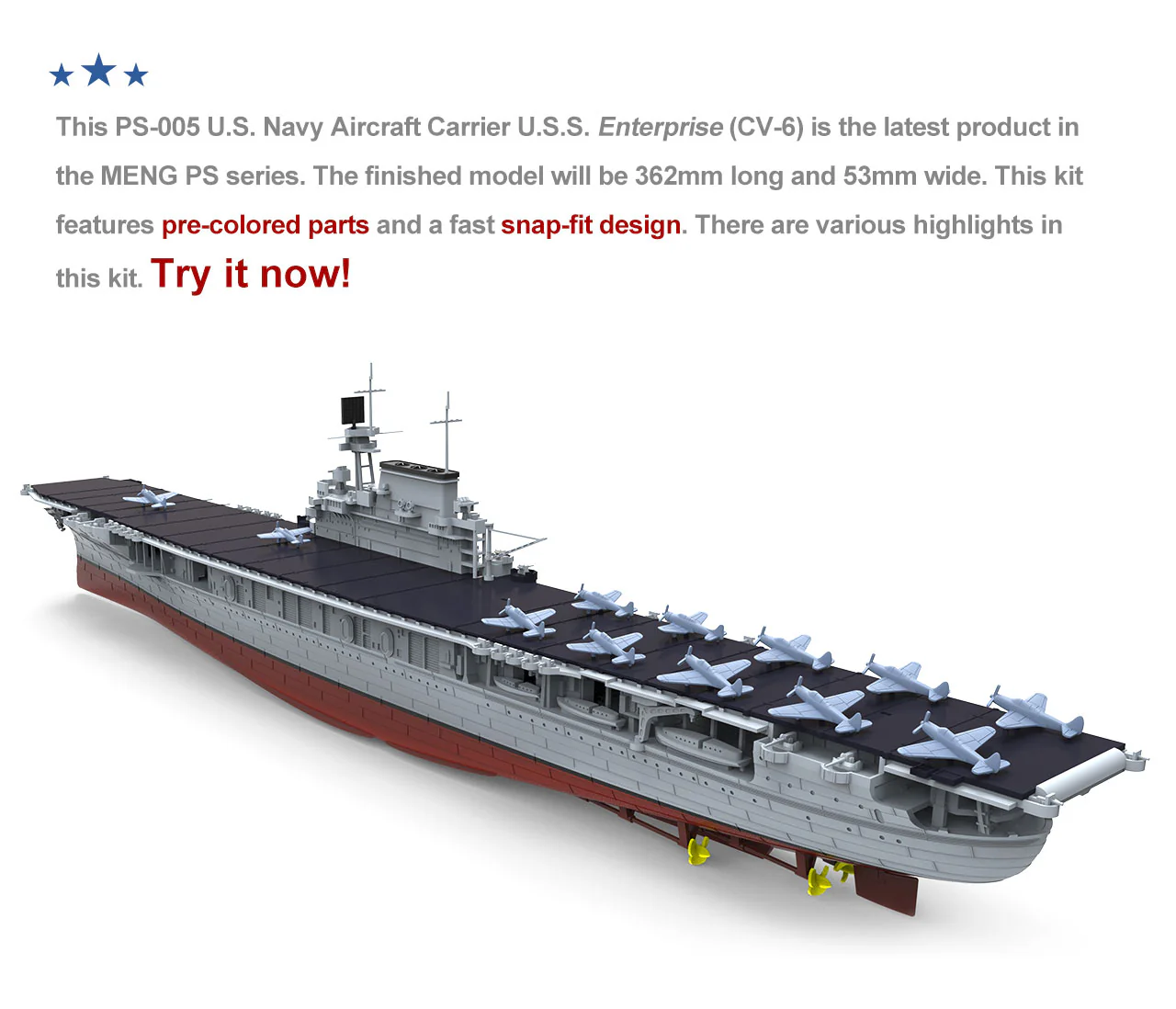Meng 1/700 US Navy Aircraft Carrier Enterprise (CV-6) - Image 3
