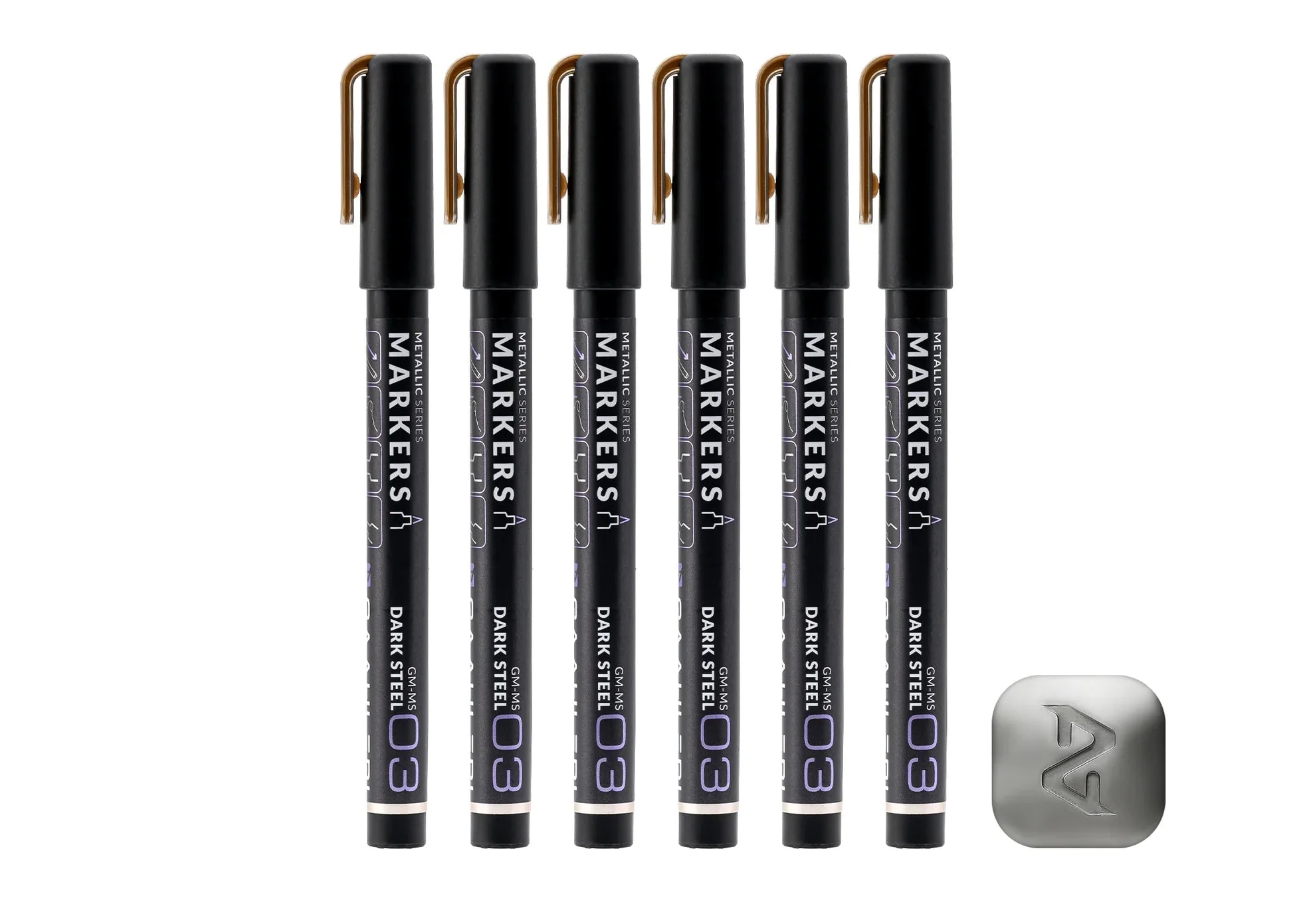 Metallic Series Markers Dark Steel (Set of 6)