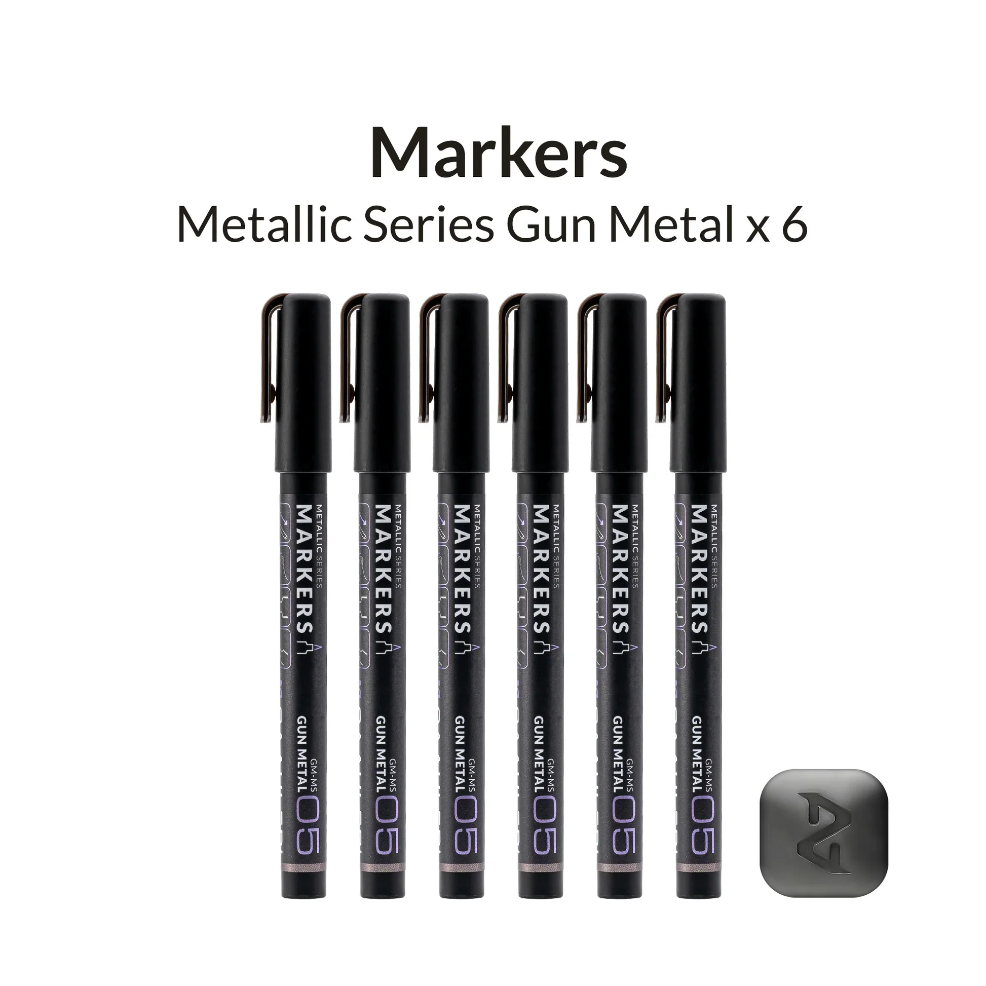 Metallic Series Markers Gun Metal (Set of 6) - Image 2
