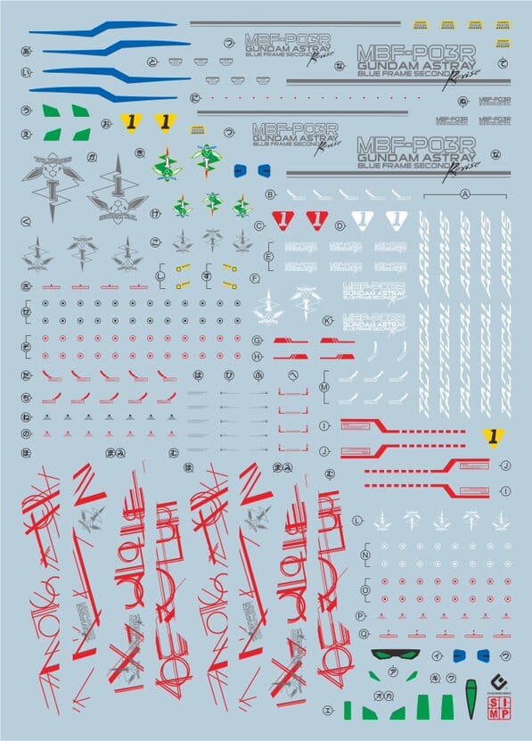 F13 MG Astray Blue Frame Decal Sheet - Image 2