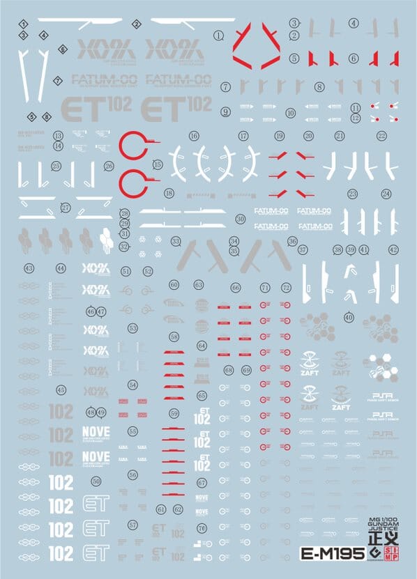 F15 MG Justice Gundam Decal Sheet - Image 2