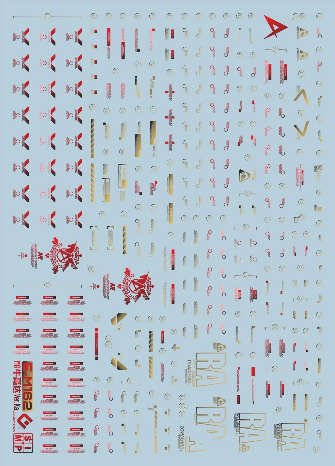 E13 MG Nu Gundam Ver.Ka Metallic Water Slide Decal - Image 2