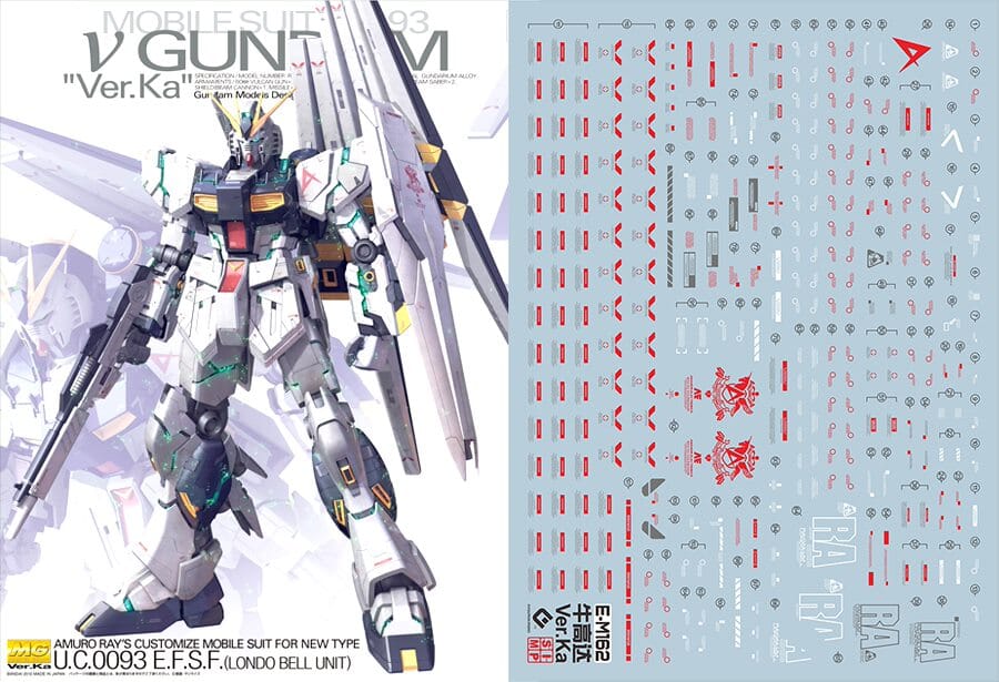 E09 MG Nu Gundam Ver. Ka Water Slide Decal