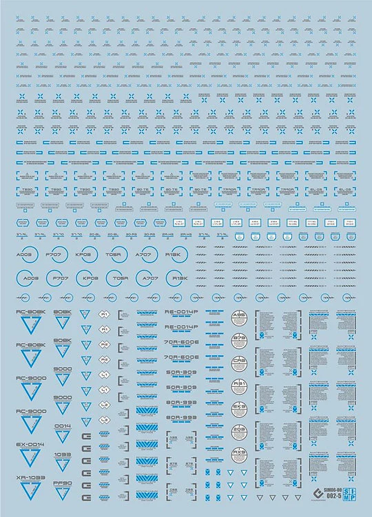 O03-6 UV React Decal Blue and White Water Slide Decals
