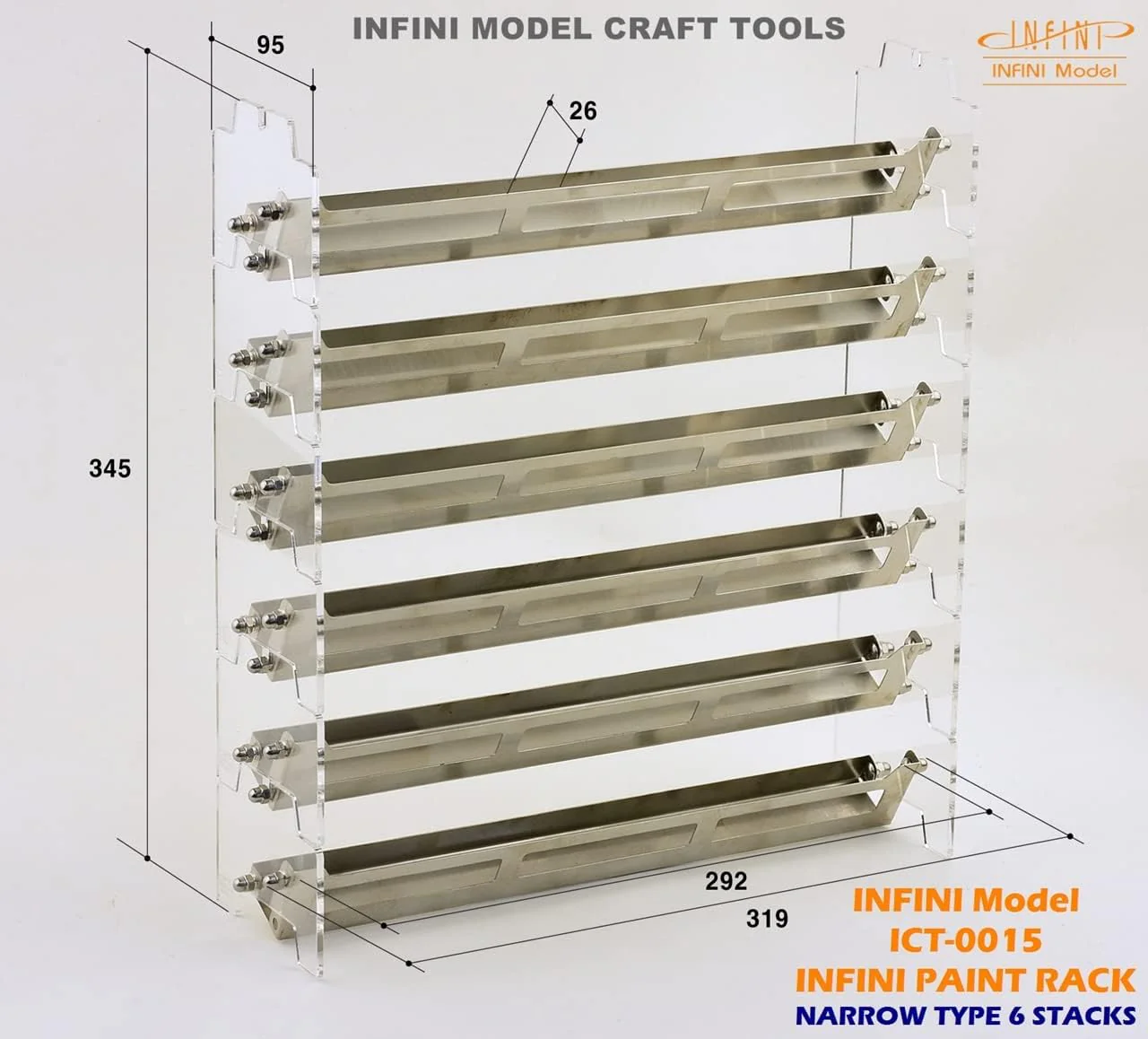 Paint Rack Narrow 6 stacks(Tamiya, Vallejo, Mig, AK) - Image 4