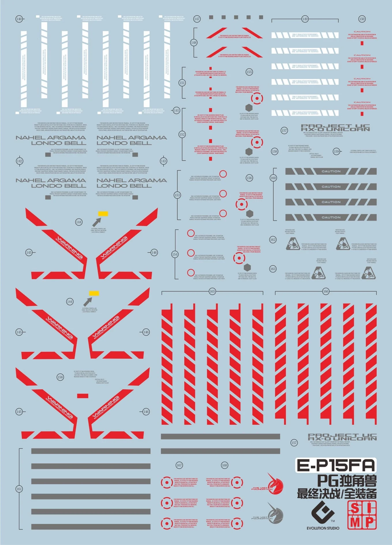 PG Unicorn Gundam Full Weapon Final Battle Ver Decal Set - Image 3