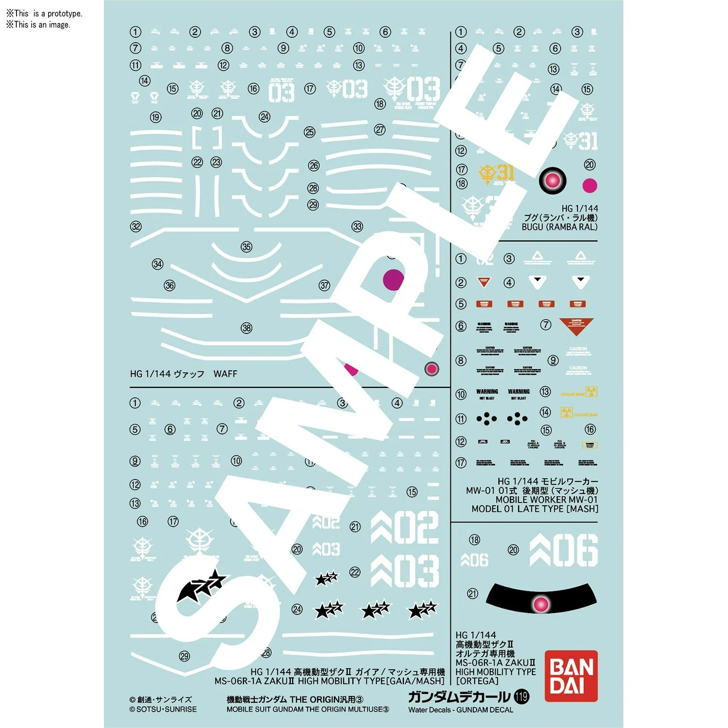 Gundam Decal 119 Mobile Suit Gundam The Origin Multiuse "Gundam The Origin"