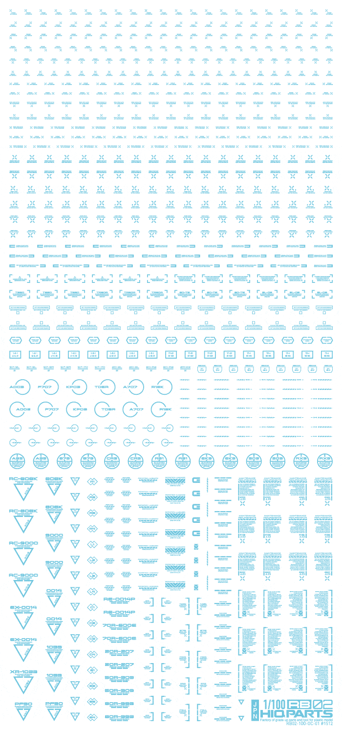 1/100 RB02 Caution Decal Pastel Blue(1pc) - Image 2