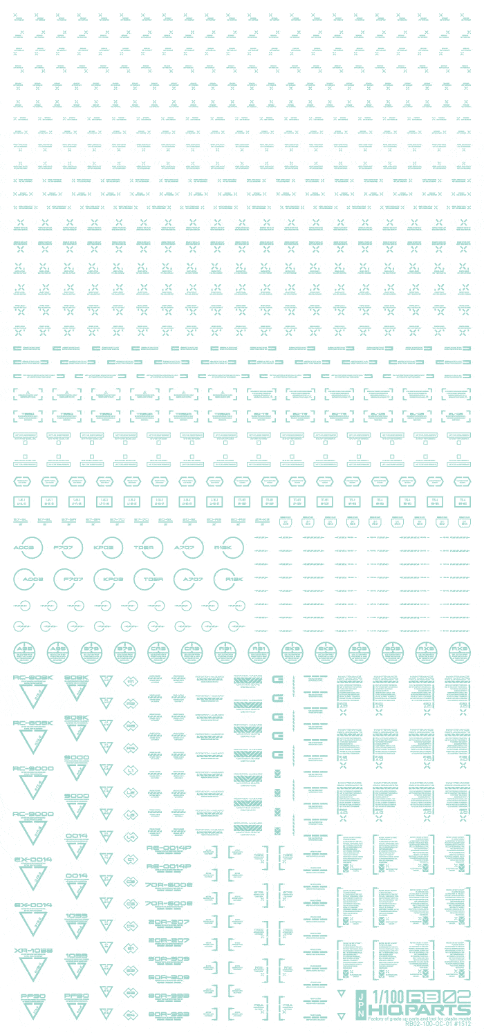 1/100 RB02 Caution Decal Pastel Mint(1pc) - Image 2