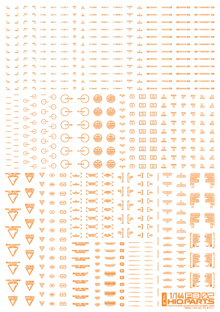 1/144 RB02 Caution Decal One Color Orange(1pc) - Image 2