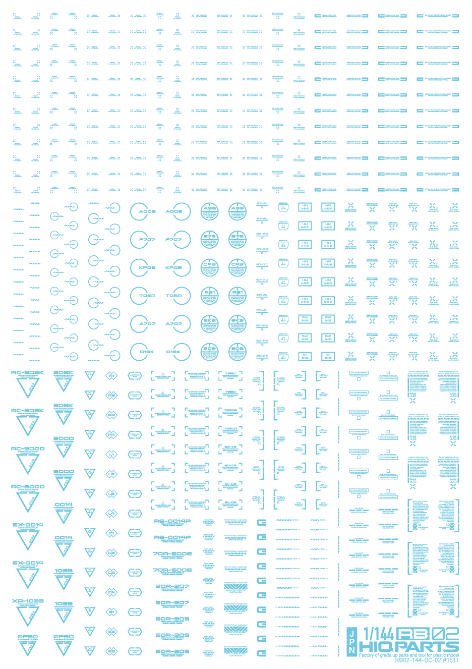 1/144 RB02 Caution Decal Pastel Blue(1pc) - Image 2