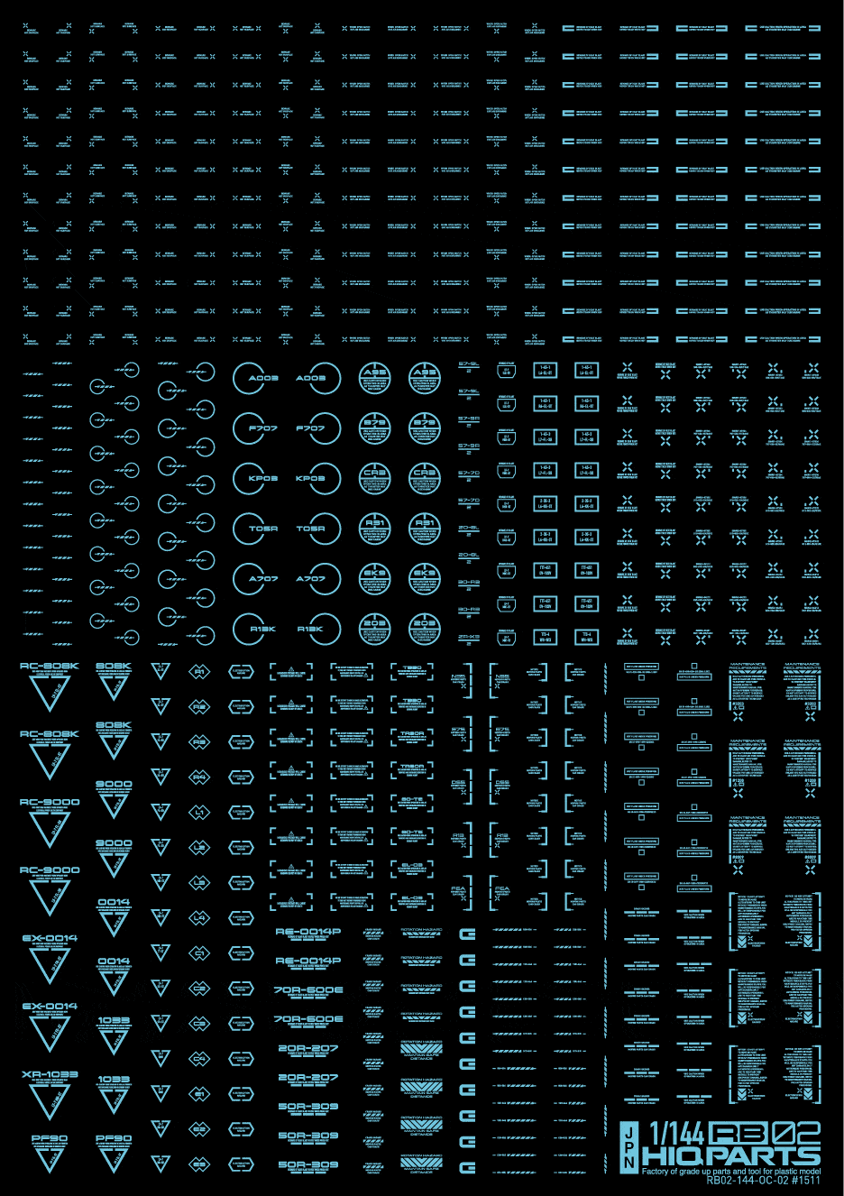 1/144 RB02 Caution Decal Pastel Blue(1pc) - Image 3