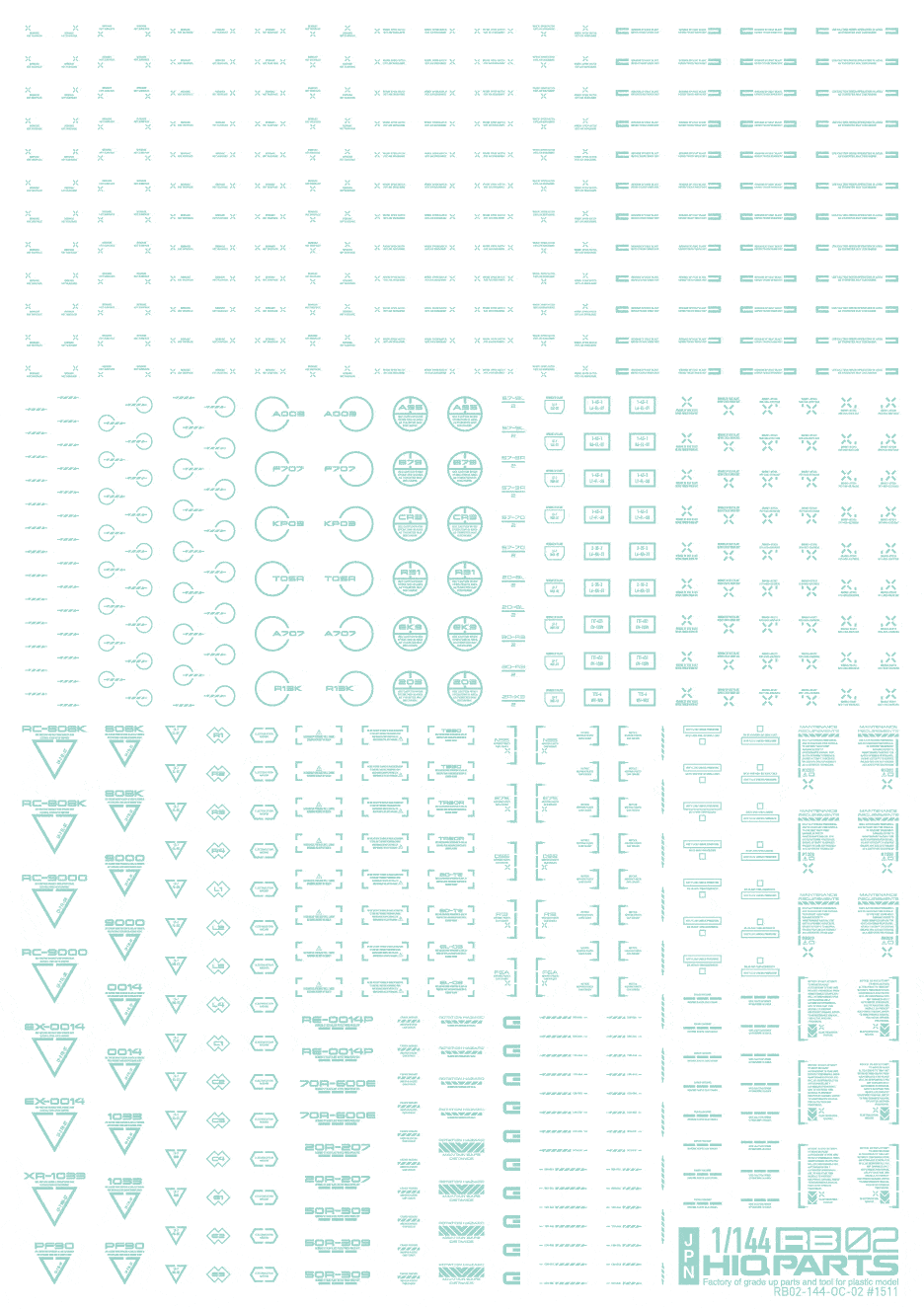 1/144 RB02 Caution Decal Pastel Mint(1pc) - Image 2