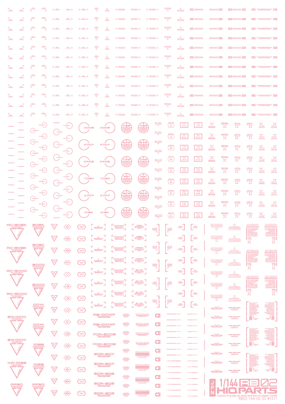 1/144 RB02 Caution Decal Pastel Pink(1pc) - Image 2