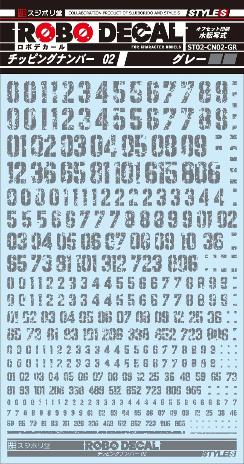 Sujiborido ROBO Decal Chipping Number 02 Gray